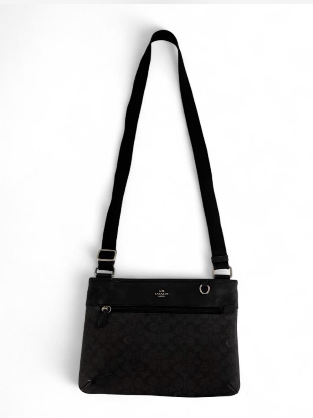 Coach Black Signature Crossbody with Adjustable Strap